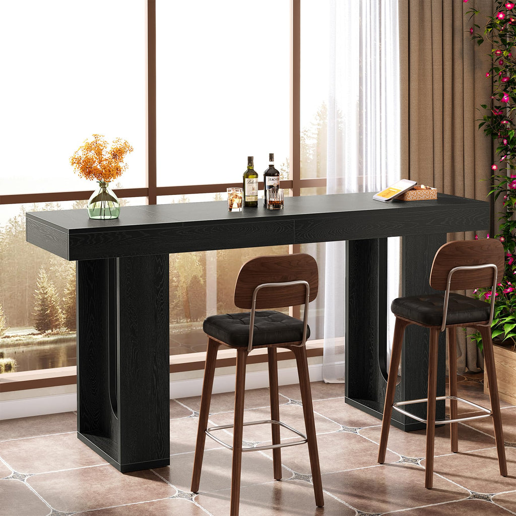 70.9-Inch Extra Long Bar Table, Modern Counter Height Pub Table, Rectangular Home Coffee Bar Unit with Sturdy Legs