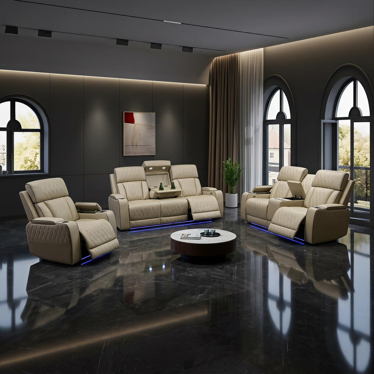 3-Piece Power Recliner Set with LED Lights
