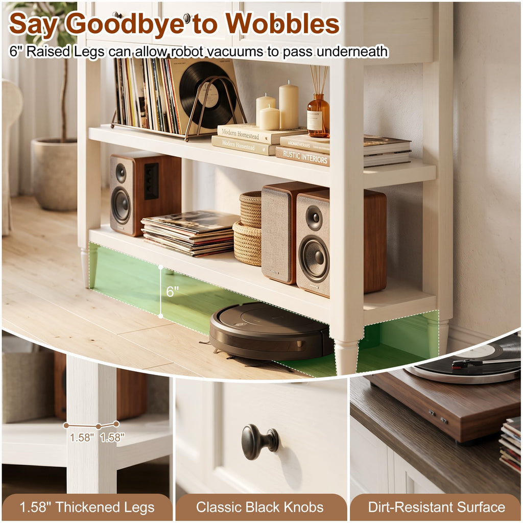 43" Farmhouse Console Table with 3 Drawers 2 Shelves
