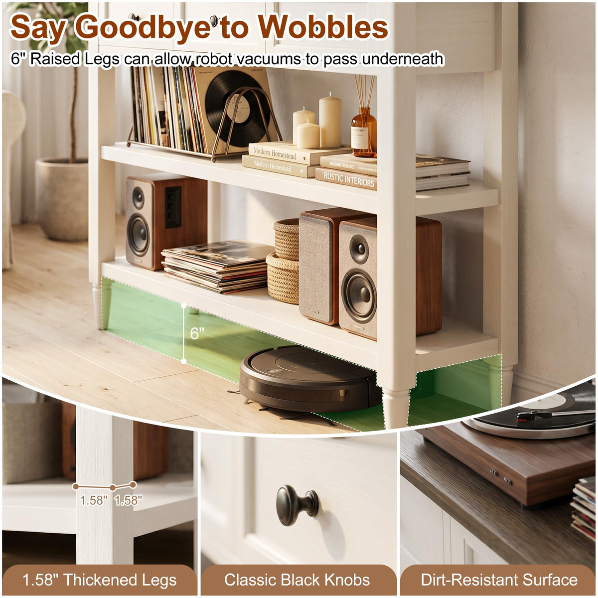 43" Farmhouse Console Table with 3 Drawers 2 Shelves