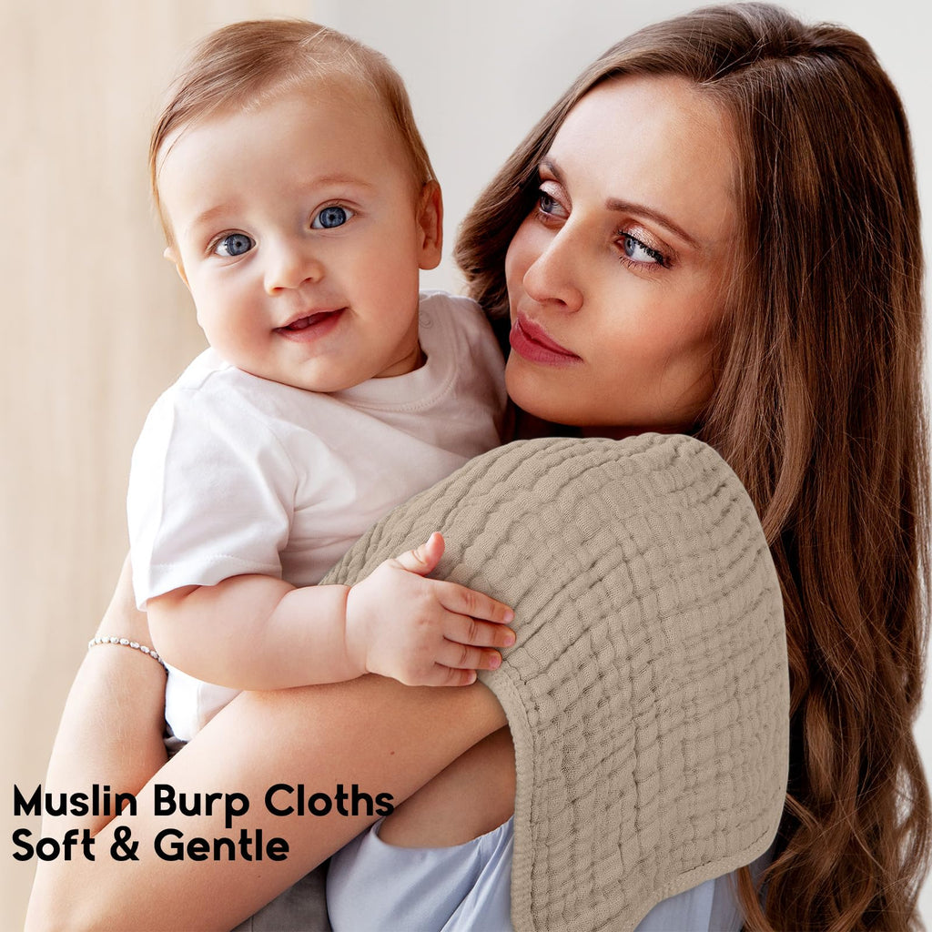 Muslin Burp Cloths for Baby 100% Cotton Burping Cloths for Boys Girls Large 20''X10'' Extra Soft and Absorbent 5 Pack