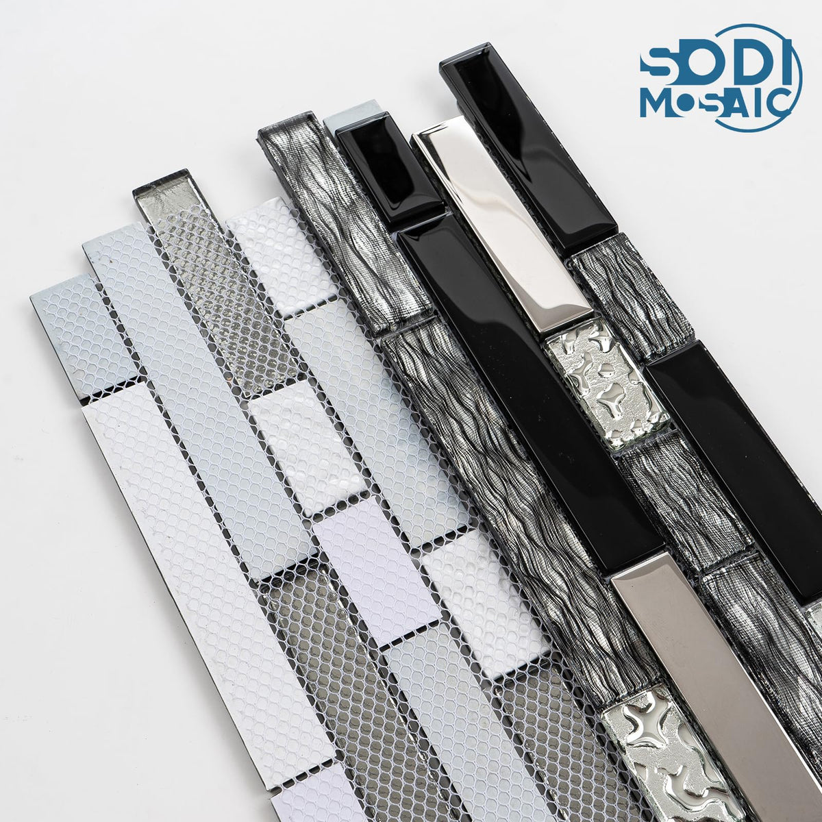 5-Sheet Glass Backsplash Tiles, 5 Square Feet Black Glass Mosaic Backsplash Subway Metal Tile Wall Bathroom