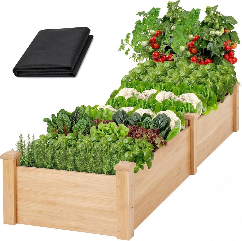 Raised Garden Bed Wooden Planter Box for Vegetables/Flowers, Wood
