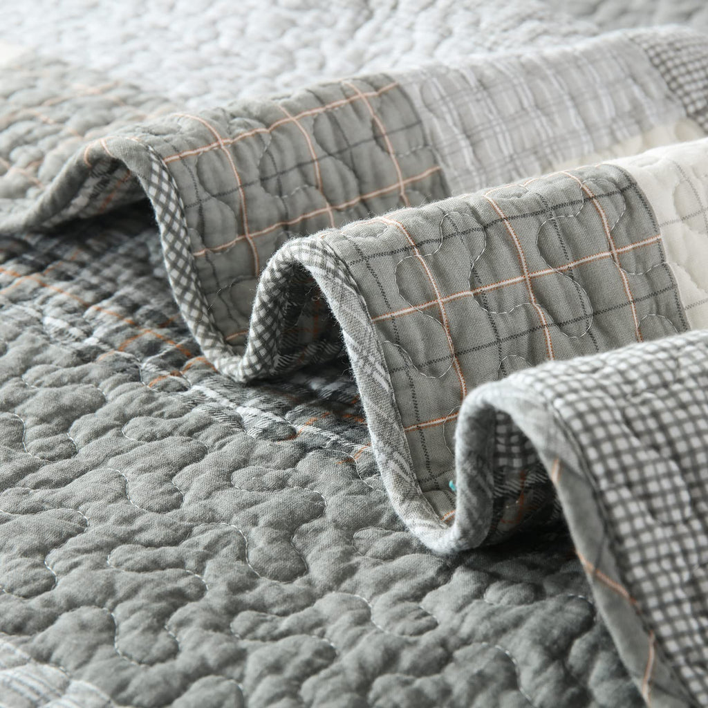 Quilt Quilt Set, 100% Cotton Quilt Bedding Set Bedspreads, Farmhouse Reversible Patchwork