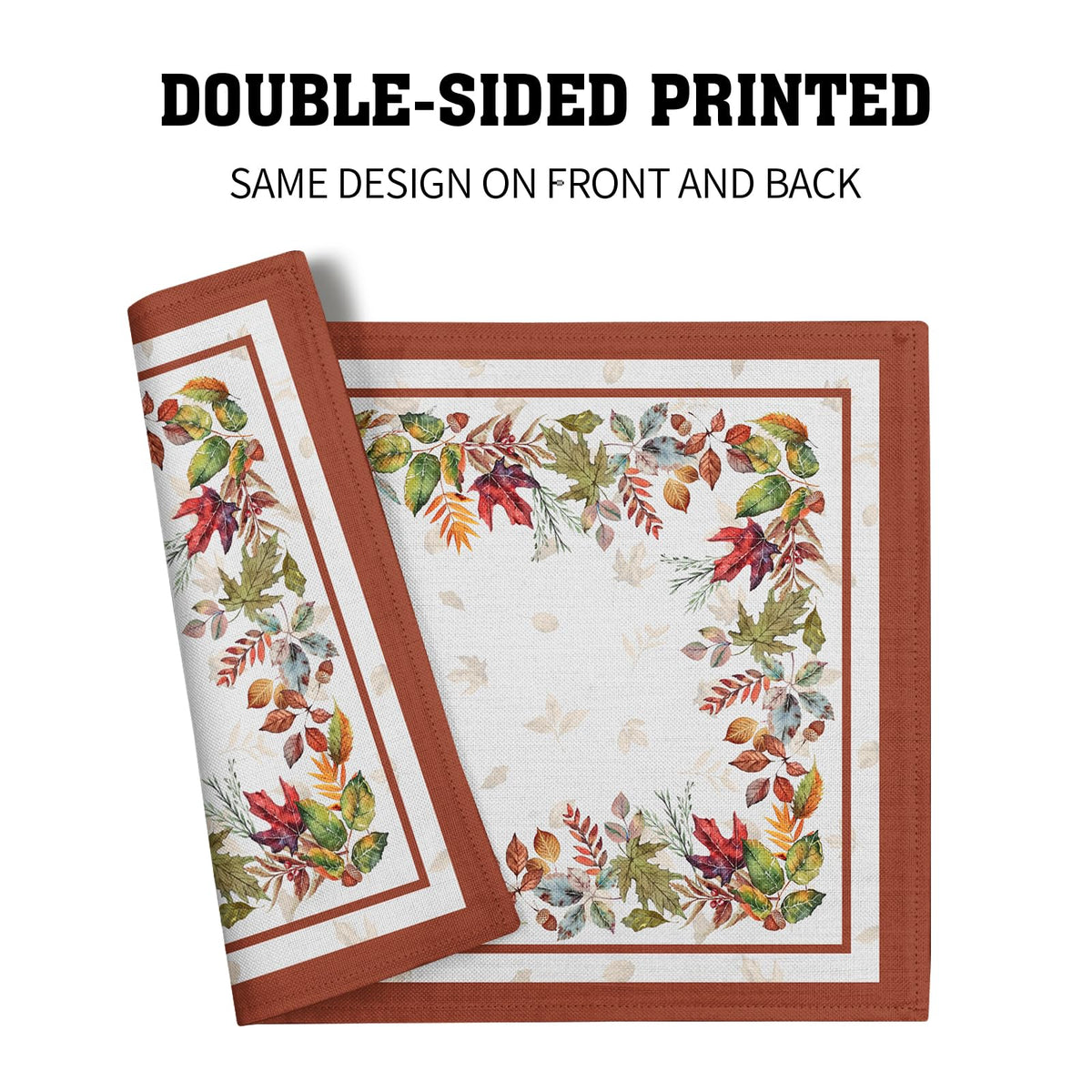 Fall Leaves Placemats Set of 4, Autumn Harvest Maple Leaves Farmhouse Tabletop Mat 12 x 18 Inch Washable Heat