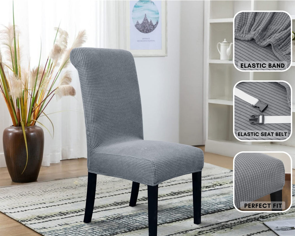 4 Pack Dining Room Chair Covers with seat Belt, Stretch Parsons Chair Slipcover Washable Kitchen Dining Chair Cover