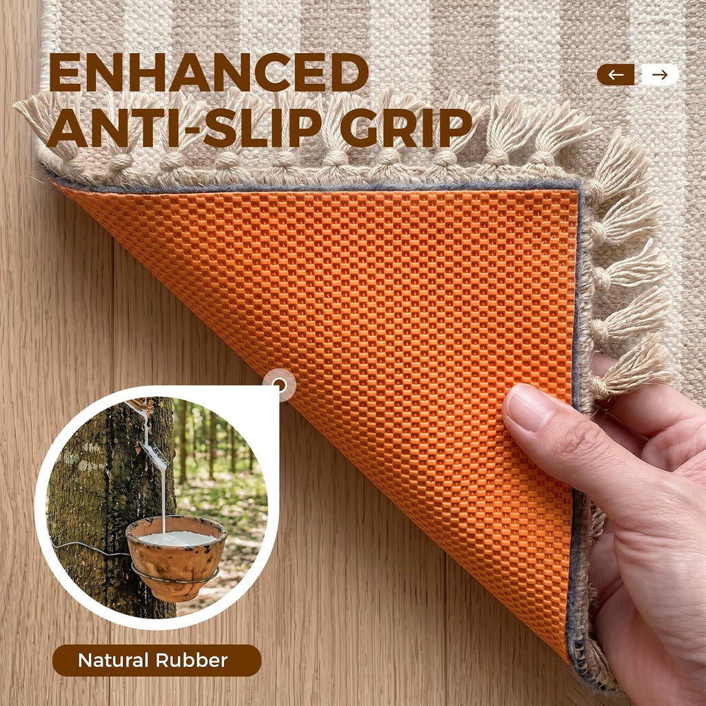 Rug Pad 3 x 5 Ft Non-Slip, Felt and Natural Rubber Backing, 1/4" Thick, Cushioned Gripper Pads, Keep Rugs in Place