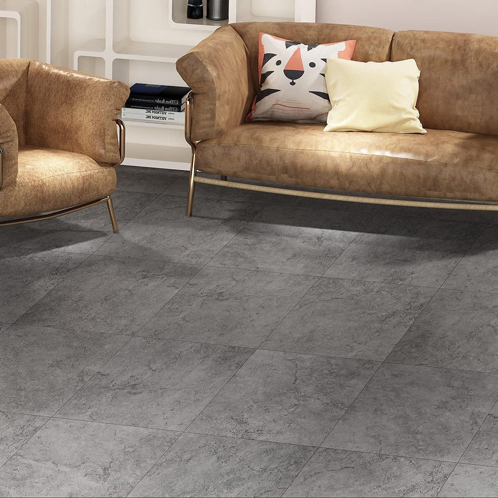 16-Pack Grey Slate Flooring Peel and Stick Floor Tile Waterproof Vinyl Flooring Sheet Self Adhesive Floor Tiles