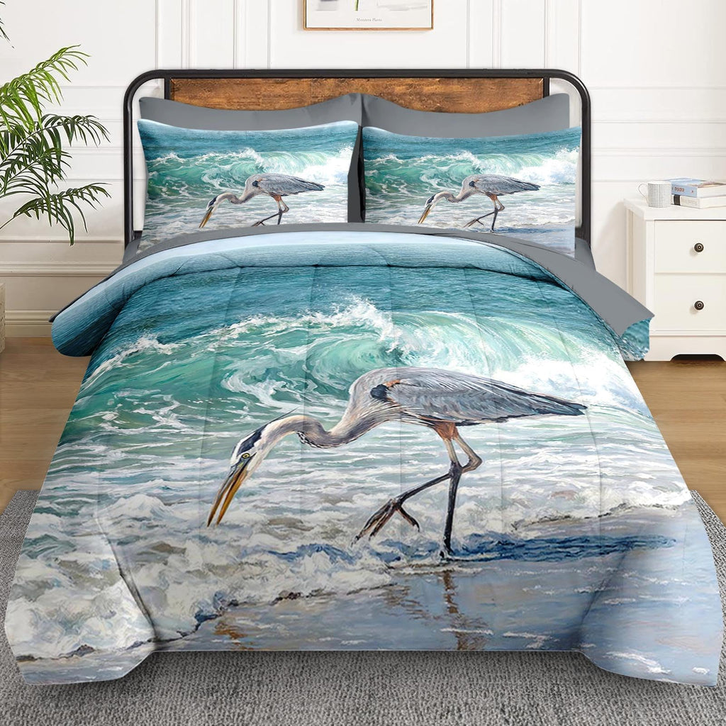 7 Pcs Comforter Set, Bird Coastal Bedding