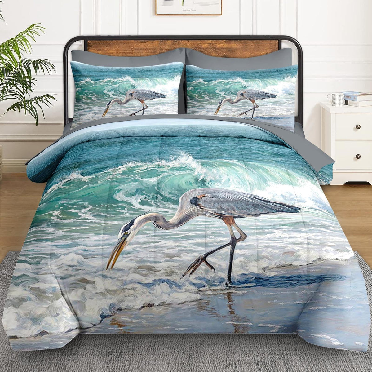 7 Pcs Comforter Set, Bird Coastal Bedding