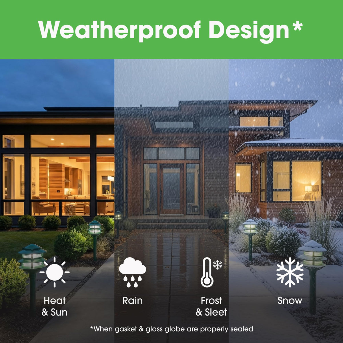 Weatherproof Line-Voltage (120V) 3-Tier LED Outdoor Pathway Light - Permanent Outside Light for Walkway, Driveway &