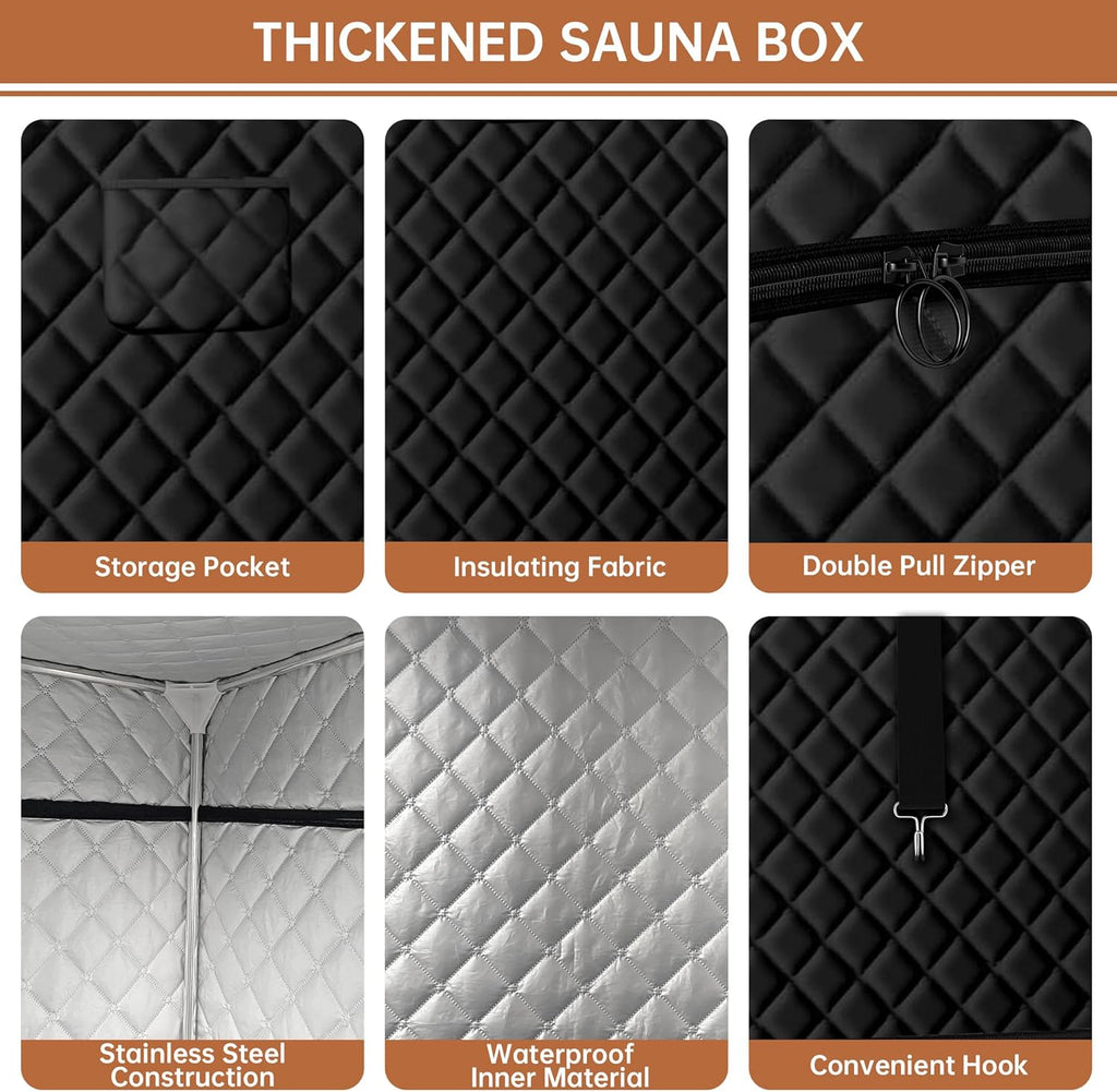 Portable Steam Sauna Box with 3L & 1500W±10%, Personal Sauna Tent with 9 Adjustable Heat Levels