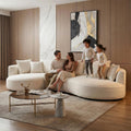 125" Curved Boucle Sectional Sofa, L-Shaped Couch, Beige