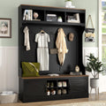 Farmhouse 71''H Hall Tree with Wooden Bench Seat, 5-in-1 Entryway Storage Organizer Cabinet with Bench and Shoe