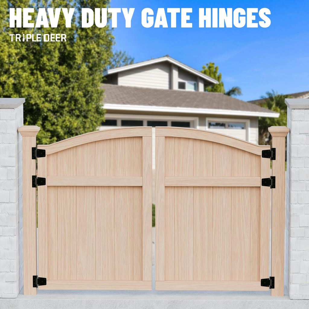 3.5 Inch Heavy Duty Gate Hinges, 8 Pack Extra Thick Black Iron Door Hinges