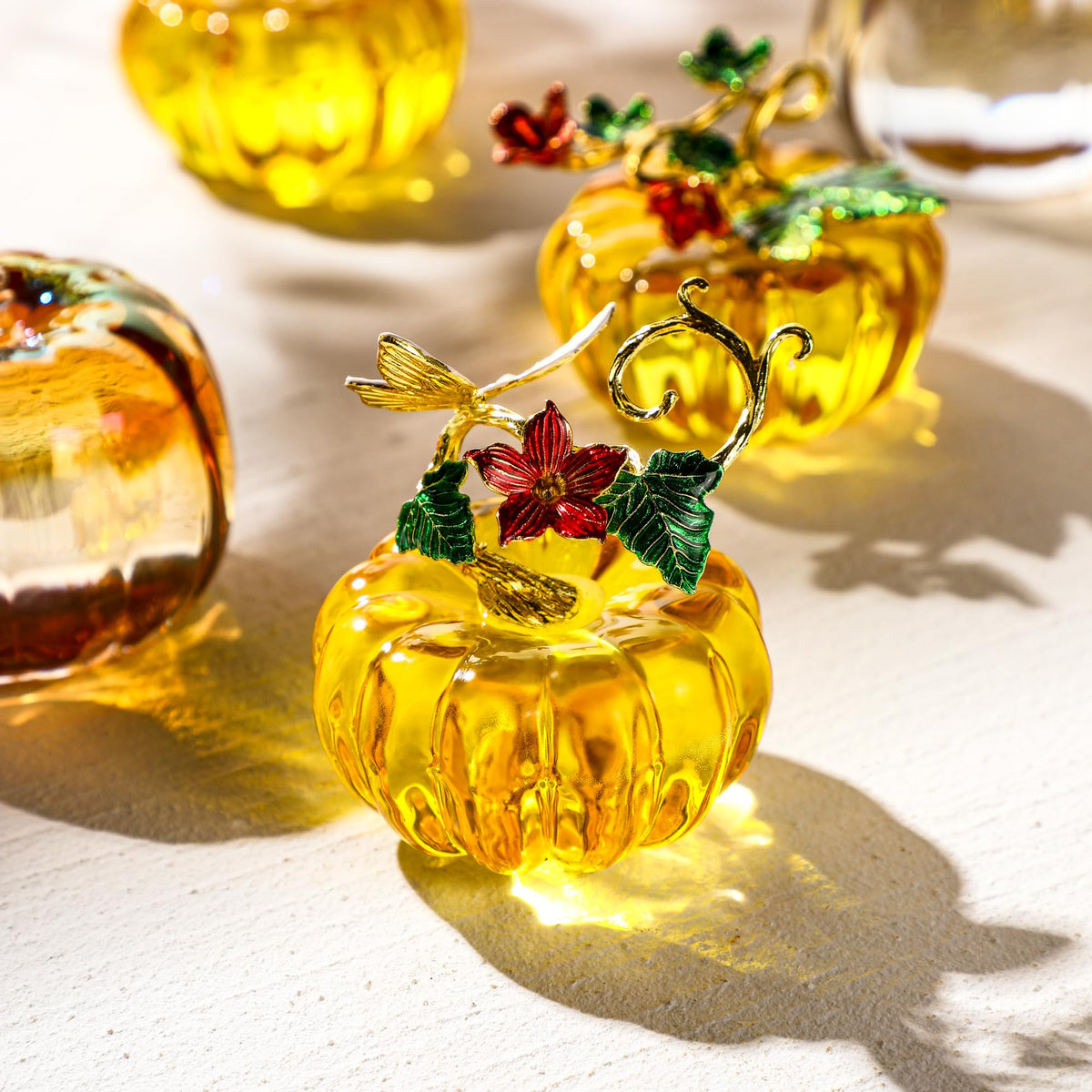 2.5inch Glass Pumpkins For Decorating Figurines Collectibles, Gold
