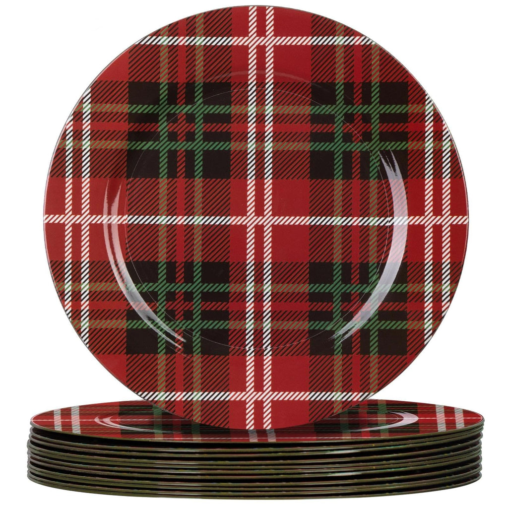 Red Charger Plates Set of 12, 13" Round Christmas Plate Chargers