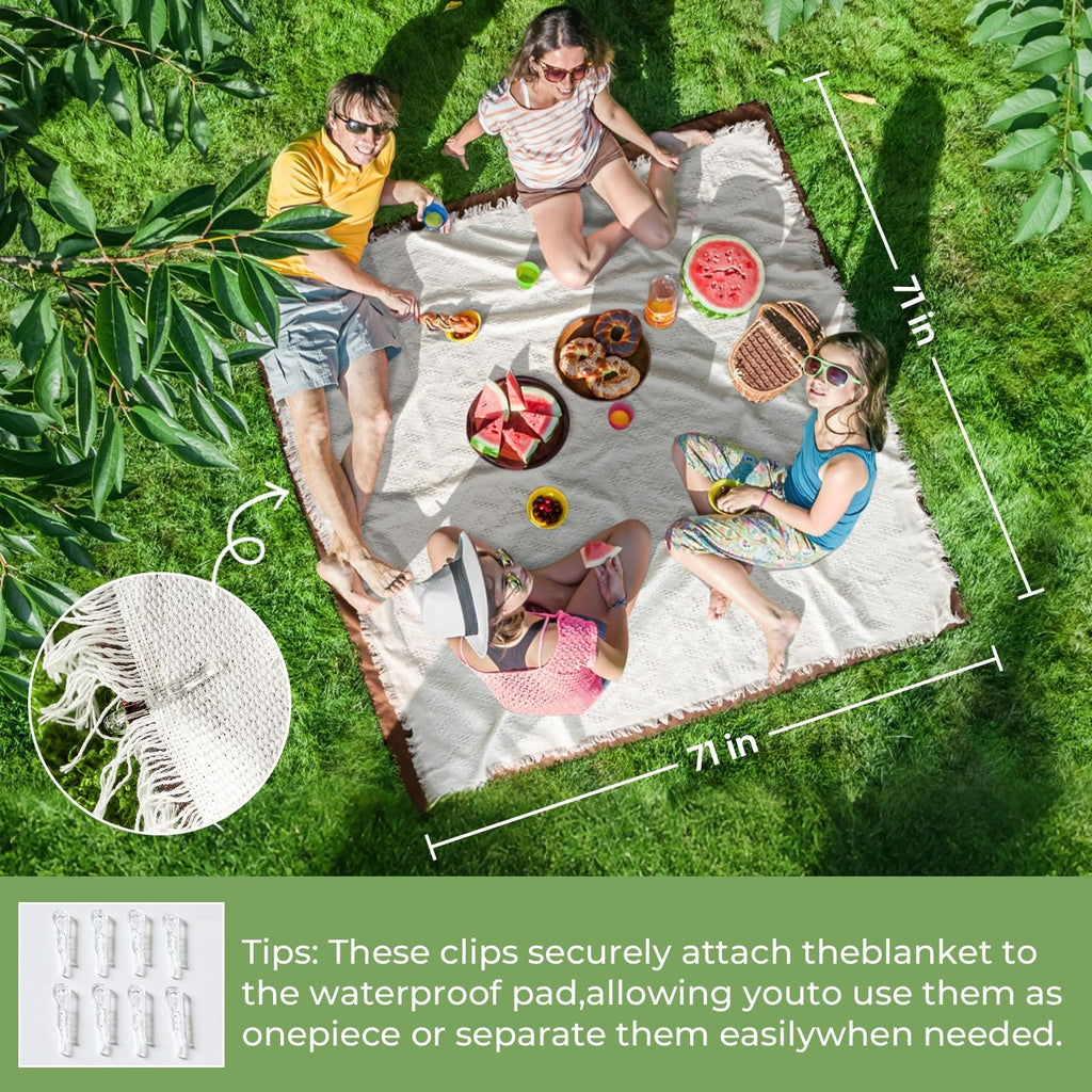 Land Picnic Blankets, 2 in1 Double Layer Waterproof Mat + Blanket