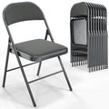 10 Pack Folding Chairs with Padded Seats, Metal Frame with Fabric Seat & Back, Capacity 350 lbs, Gray, Set of 10