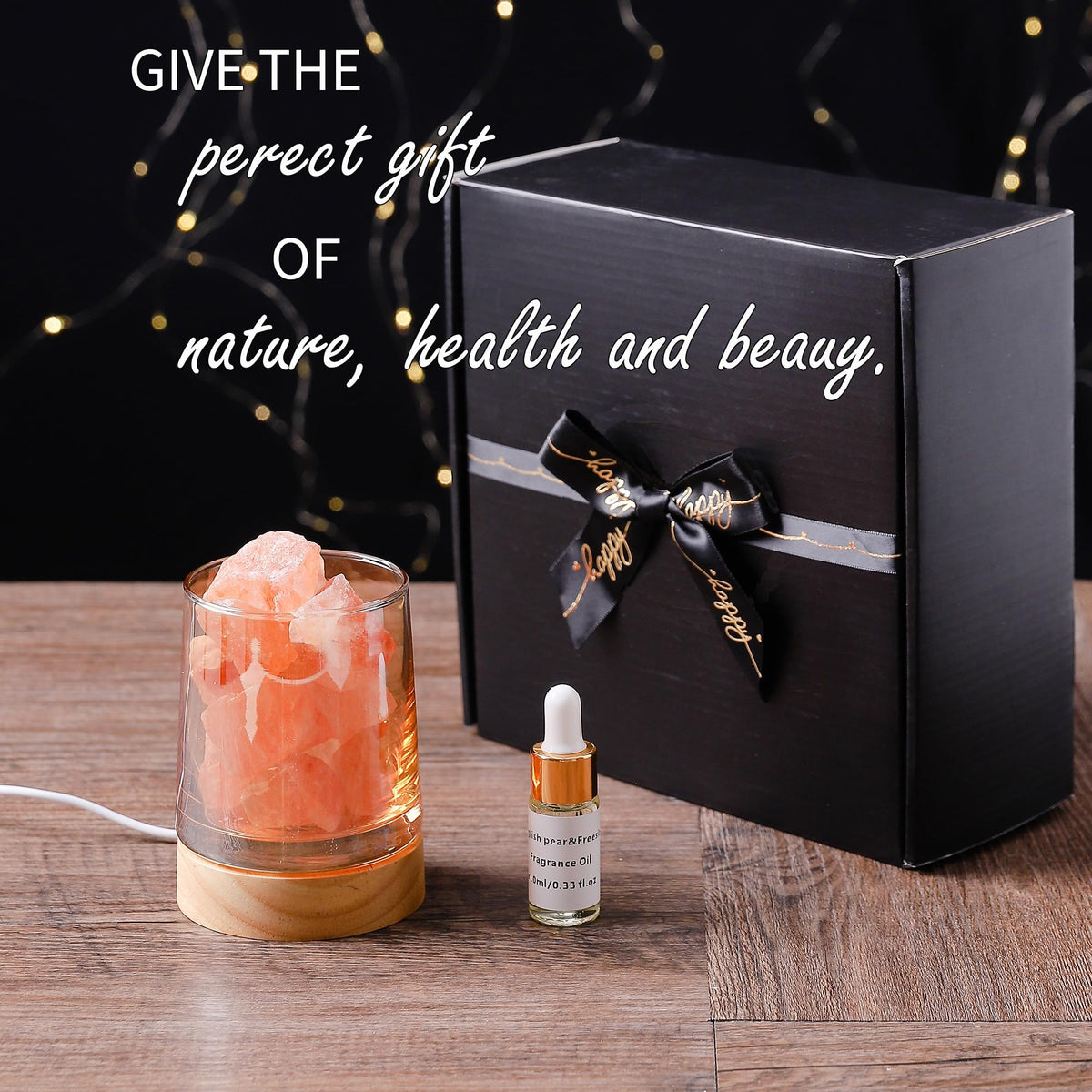 Himalayan Salt Stone Essential Oil Diffuser - Lavender Essential Oil Gift Set - Natural Aromatherapy Diffuser