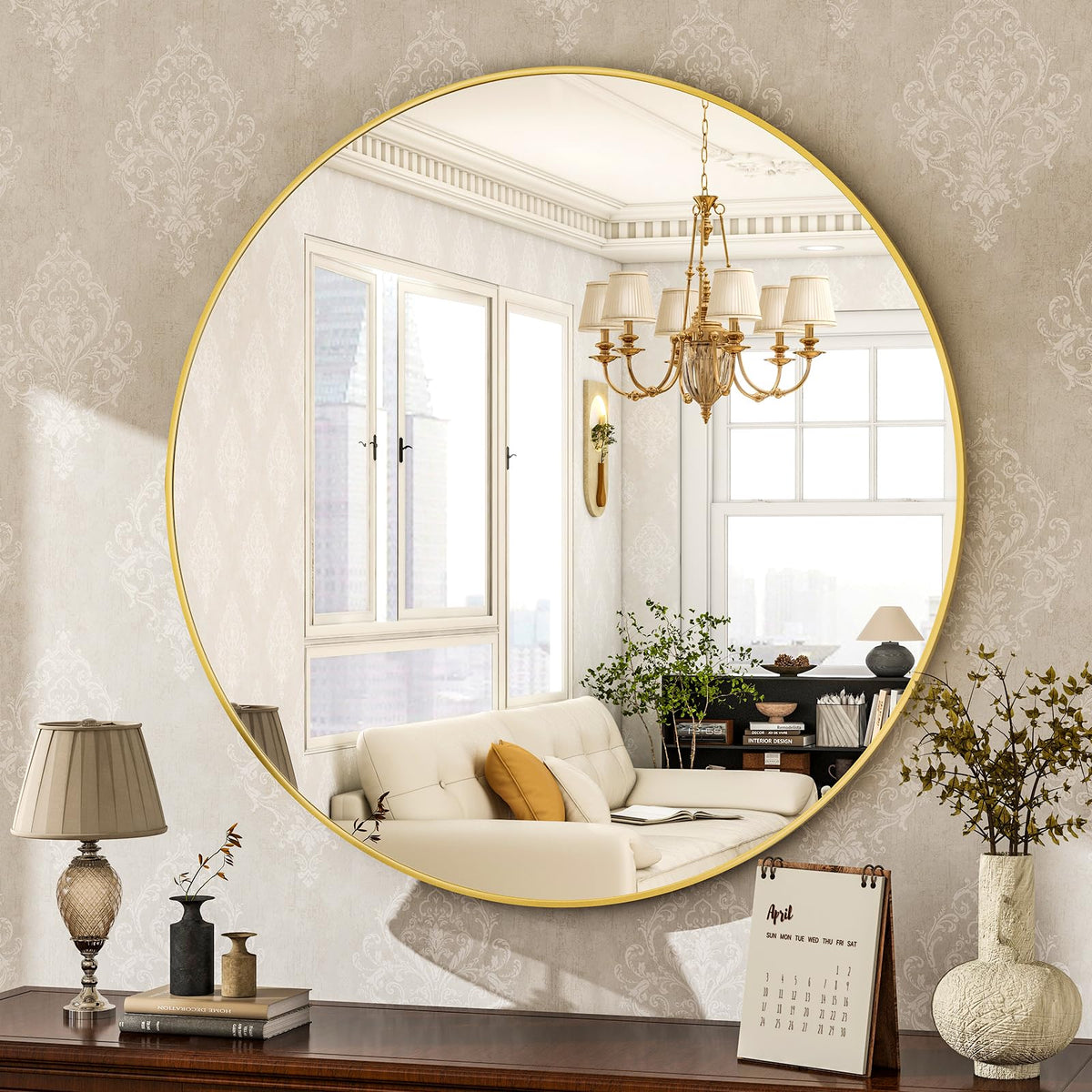 Round Mirror 20 Gold Wall Mounted Circle Mirrors