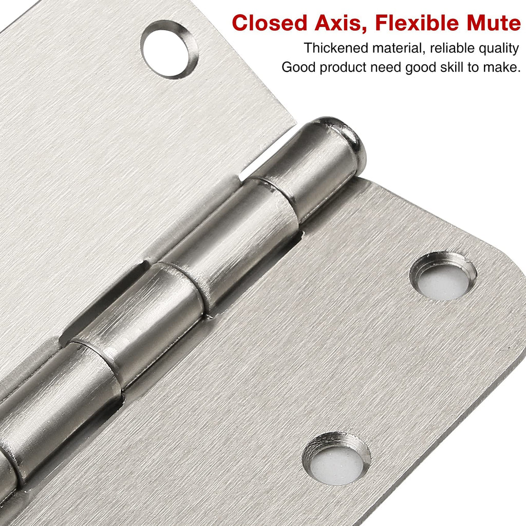 Residential Brushed Nickel Door Hinges 3.5" X 3 1/2" 5/8" Radius