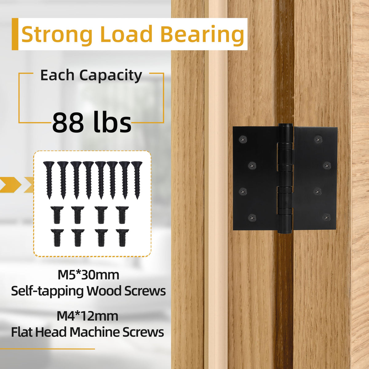 18-Pack 4 inch X 4 inch Black Door Hinge Heavy Duty for Door