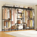 F5 Extra Large Industrial Pipe Clothing Rack, Freestanding Portable Closet Organizer System with Shelves & Hanging