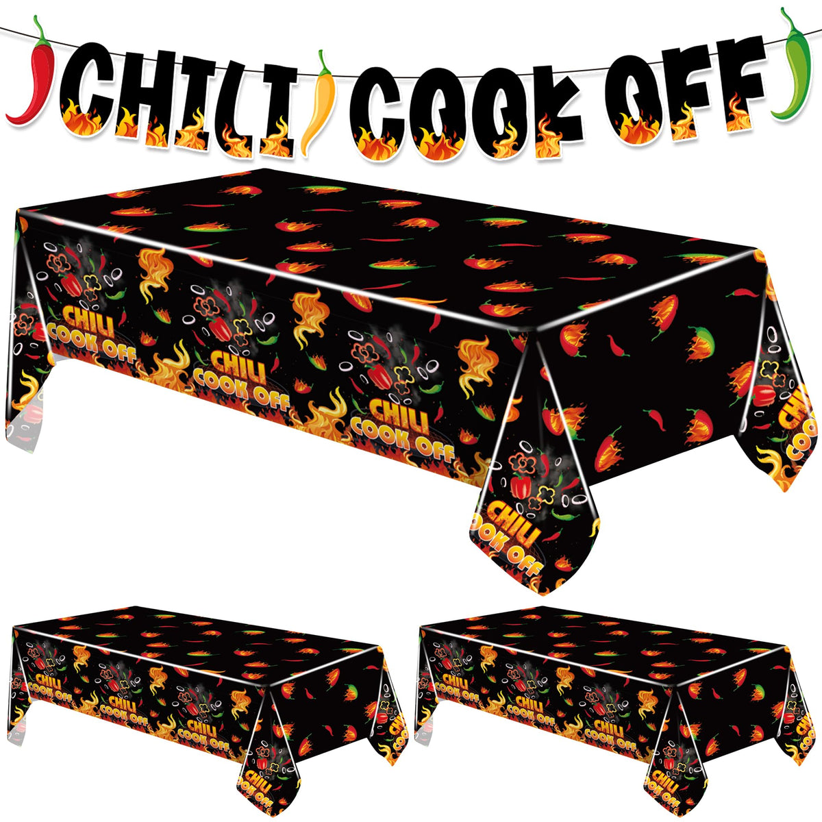 4 Pcs Black Chili Cook Off Table Decoration Set, Chilis Pepper Party Decor