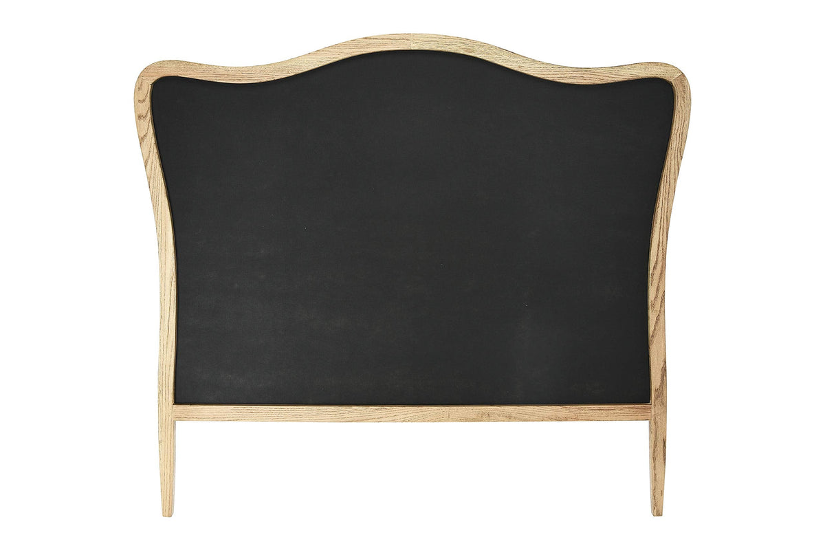 Modern Farmhouse Solid Oak Wood Headboard with Linen Upholstery, Natural and Beige