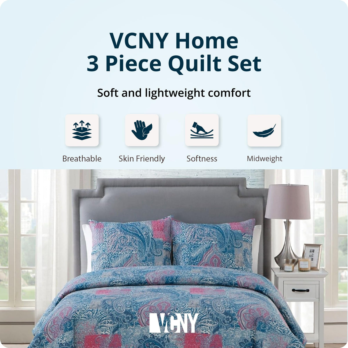 Ava Paisley Quilt Set, 3-Piece
