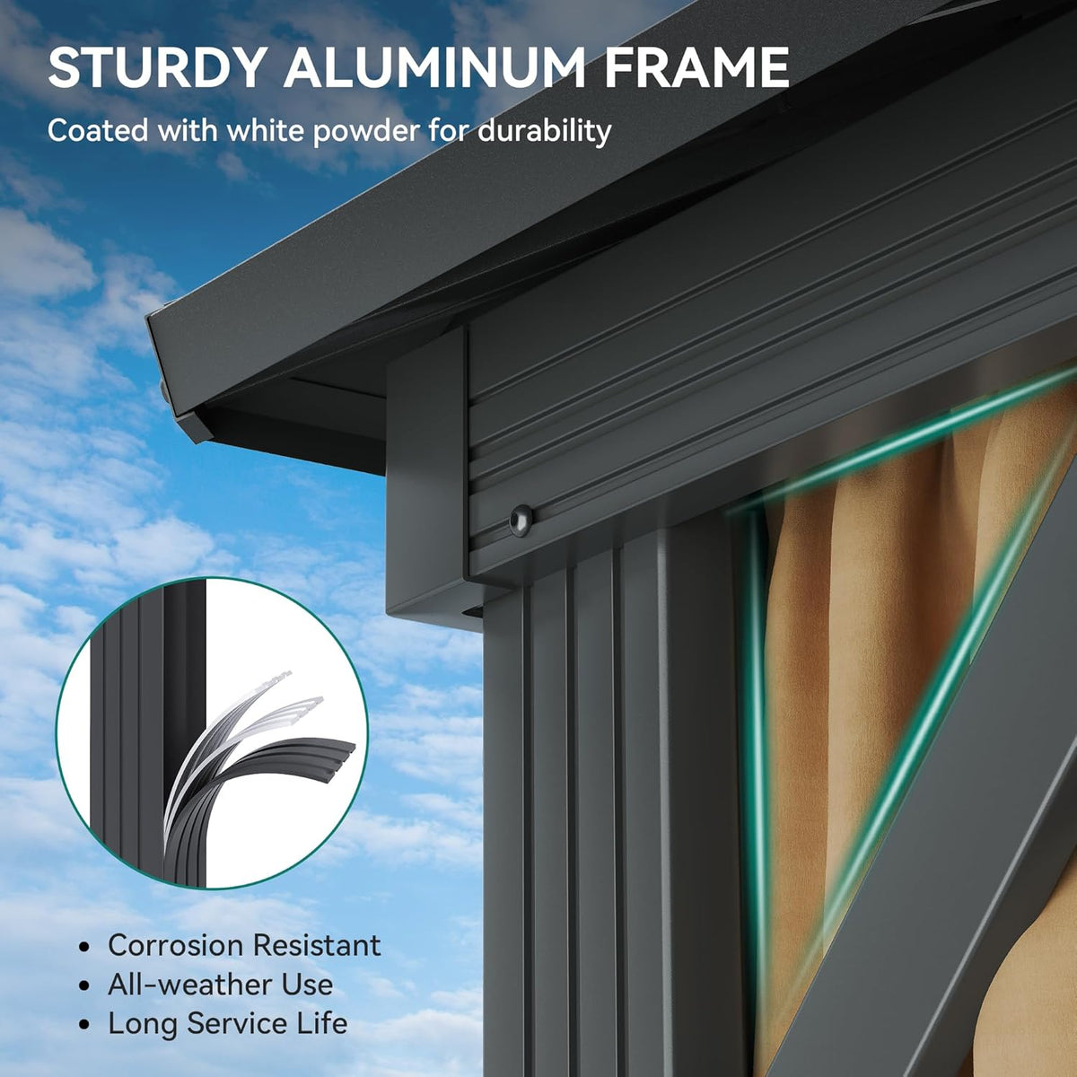 12x20ft Gazebo Hardtop Canopy Heavy Duty Double Roof Outdoor w/Nettings and Curtains