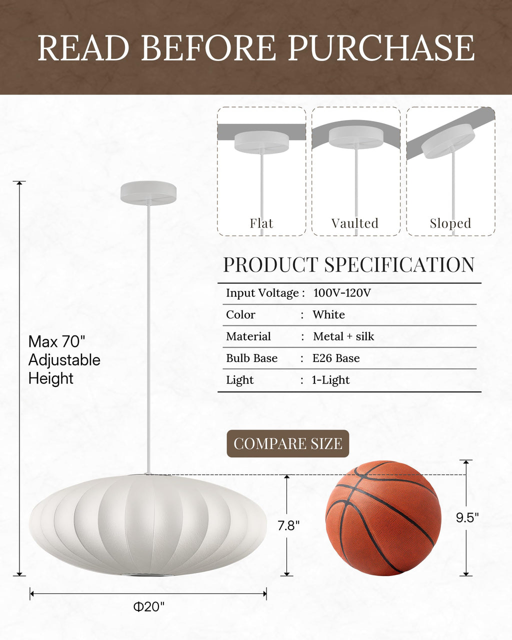 Inspired Nelson Style Lantern Pendant Light White Imitation Silk Bubble Saucer 20in
