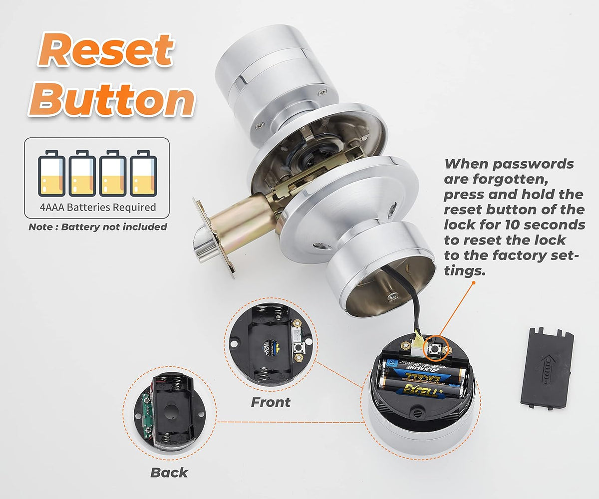 Keyless Electronic Entry Door Knob, Bedroom Door Knob with Keypad