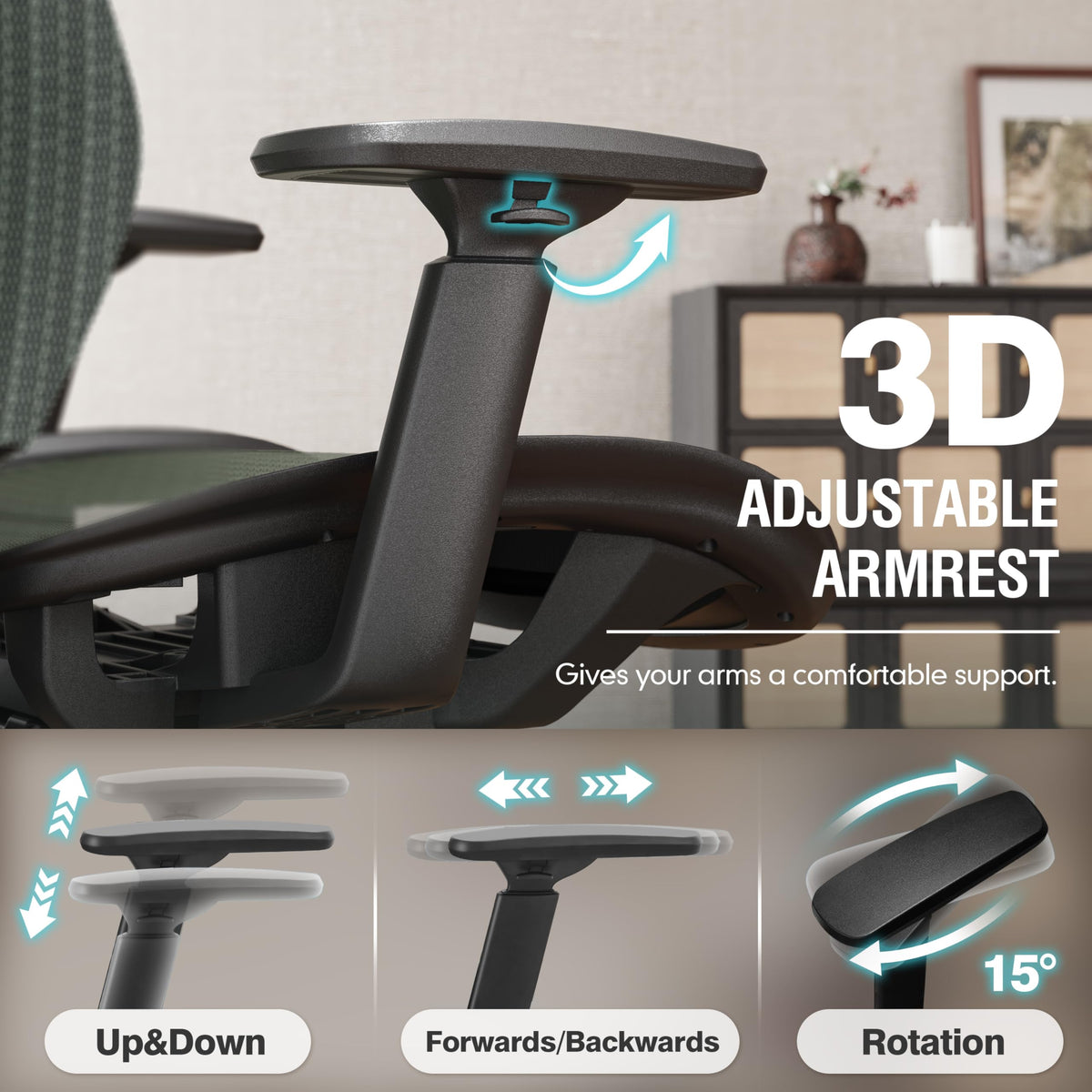Ergonomic Mesh Office Chair — Dusty Sage, Breathable Mesh Seat & Back