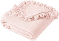 100% Cotton Muslin Baby Blanket with Ruffle Trim for Girls, 43"x39"