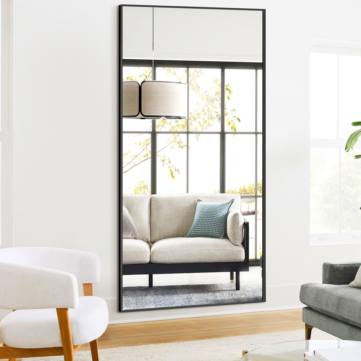 Full Length Floor Mirror 75"x35", Large Standing Body Mirror, Black