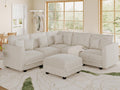 Sectional Sofa Modular Cloud Couch with 6 Storage Seats & 6 Throw Pillows, Corduroy U Shaped Couches, Rearrangable