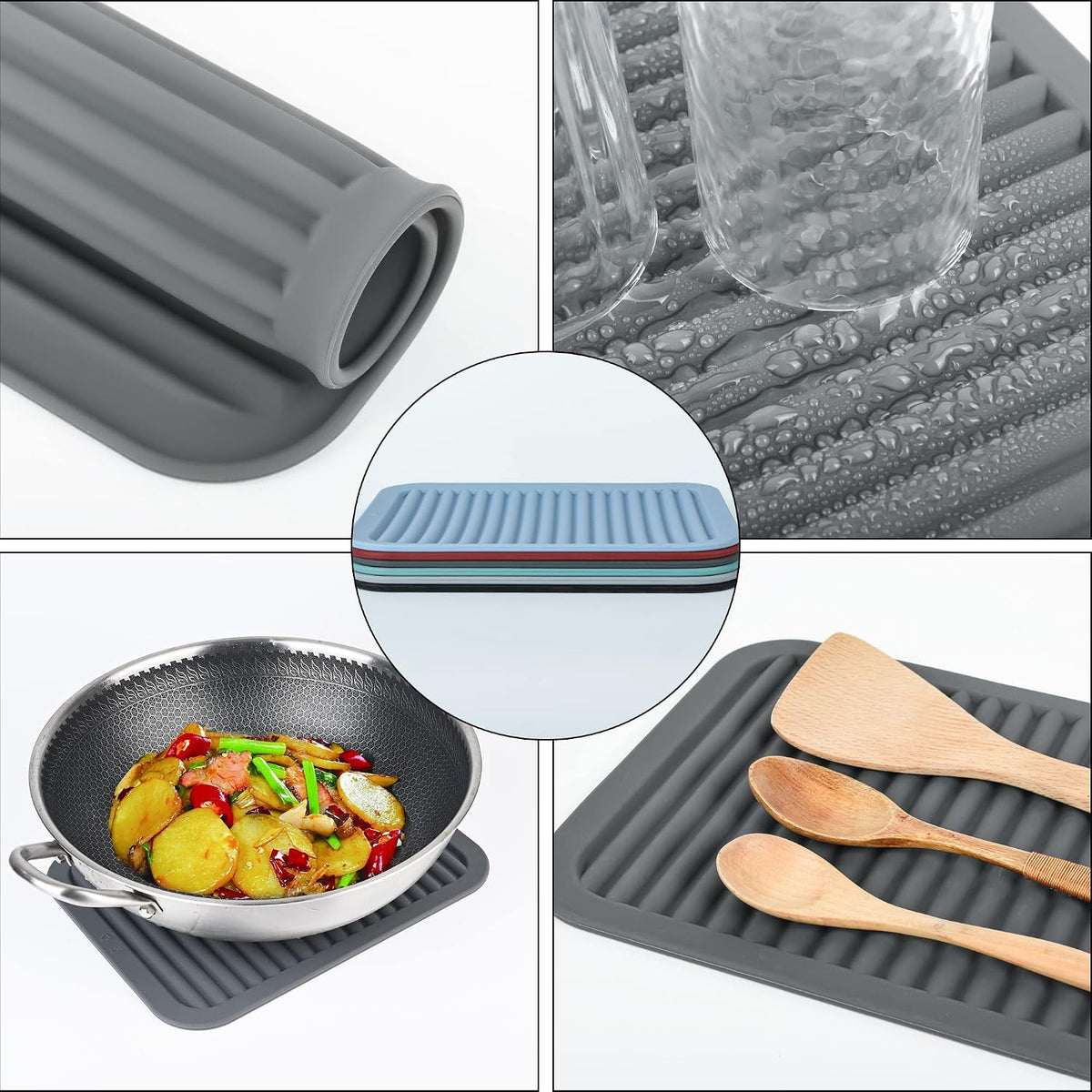 Silicone Trivets for Hot Dishes, Pots & Pans, Hot Pads, Trivets for Quartz Countertops, Hot Pads Silicone Mats
