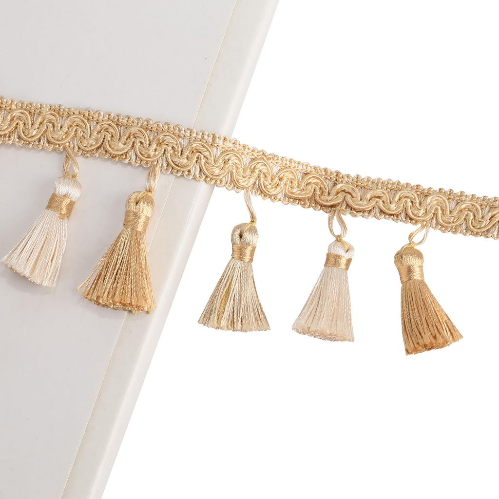 2.35 Inch Tassel Fringe Decorative Trim, Mix Gold - 5 Yard