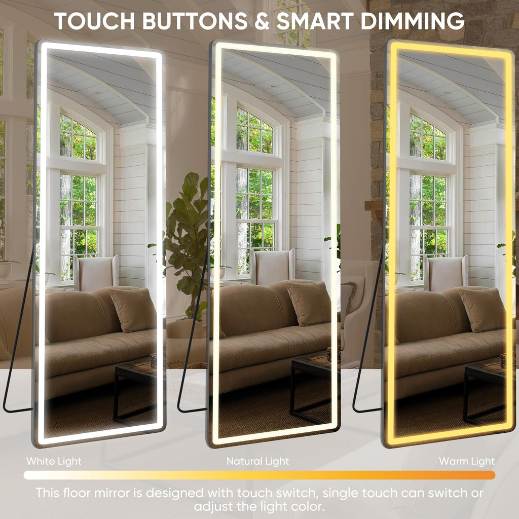 71"x28" LED Full Length Mirror, Lighted Floor Mirror, Rect