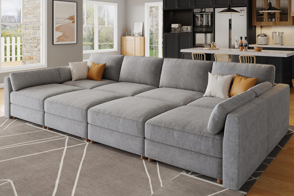 Oversized Modular Sectional Sleeper Sofa Bed Cloud Couches Gray