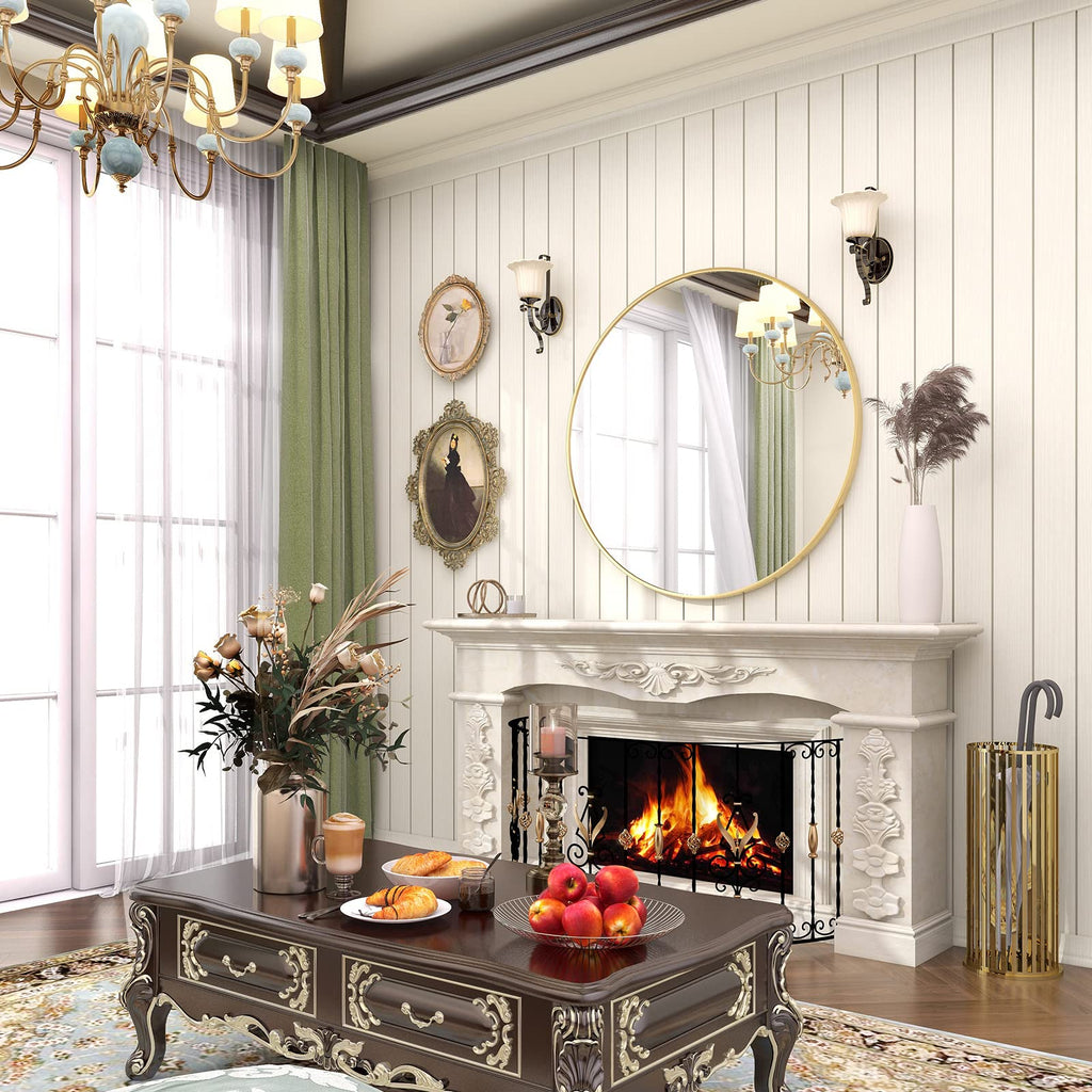 30 Inch Round Mirror, Metal Frame Circle Mirror, Gold