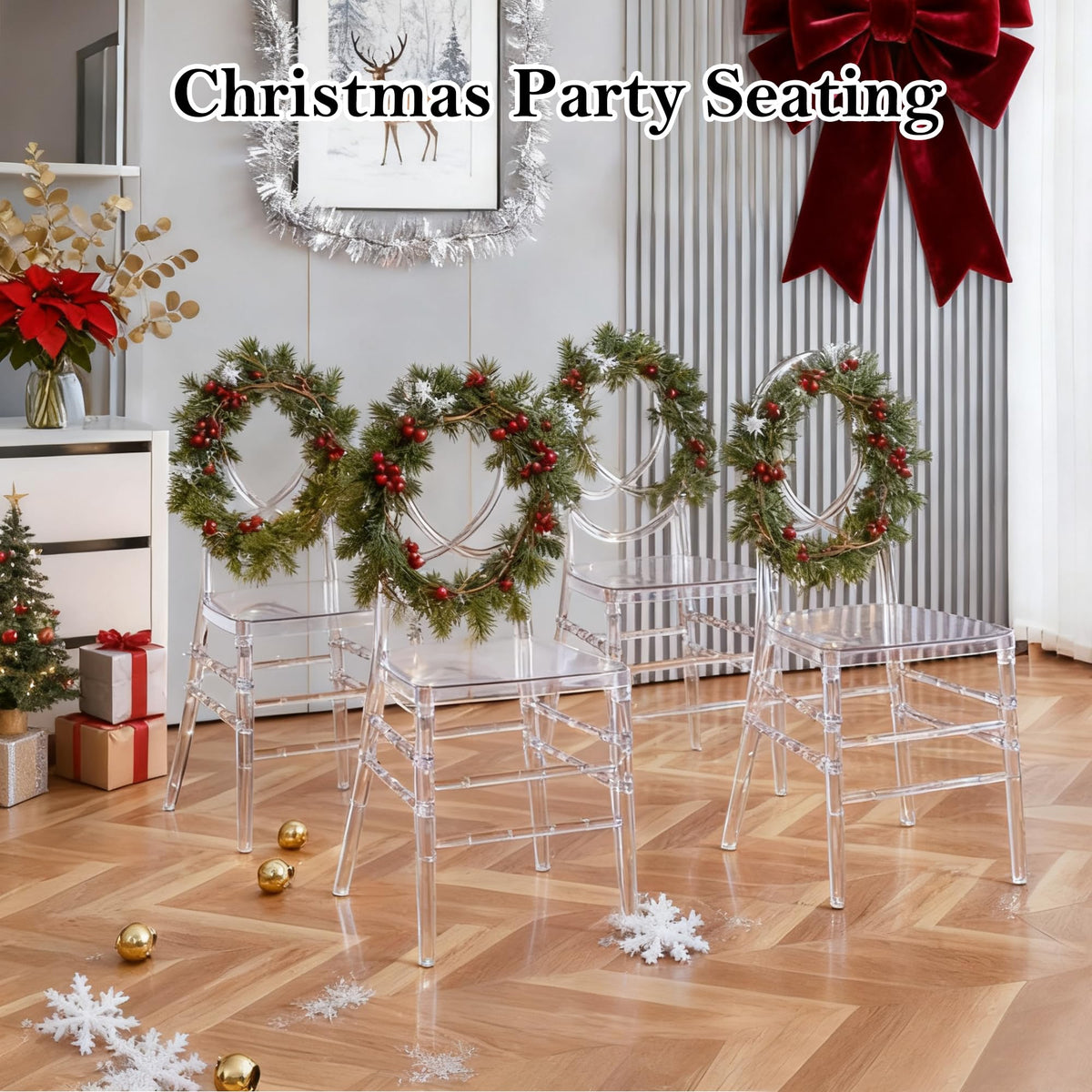 Clear Acrylic Chiavari Chairs, Modern Dining Chairs Set of 12, Accent Event Ghost Chairs for Wedding Party Event