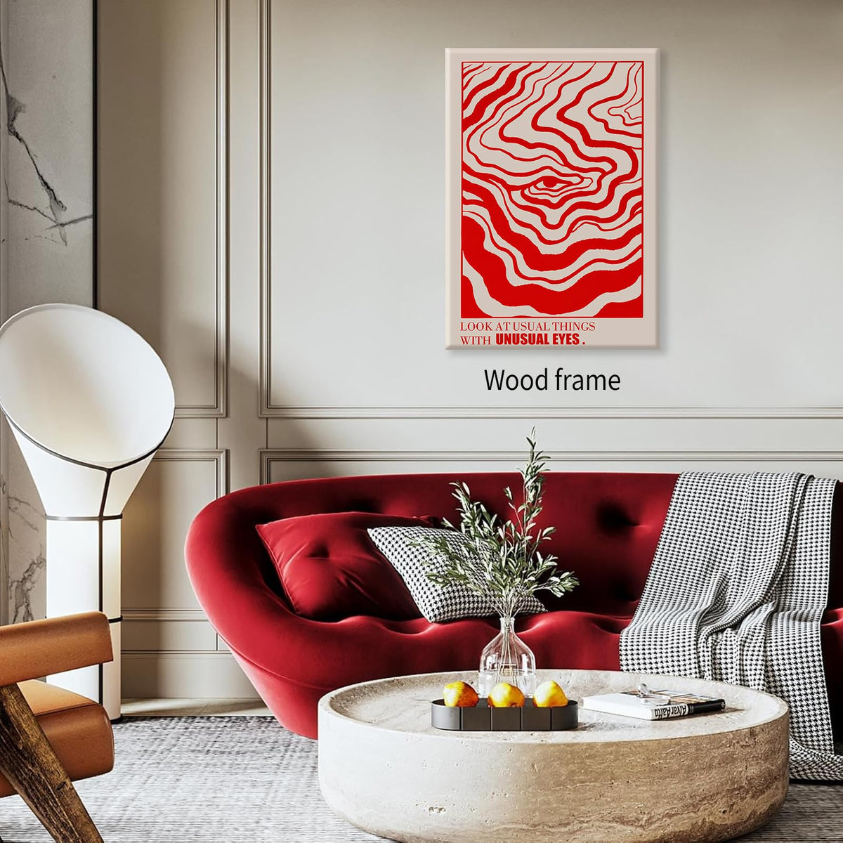 Retro Red Abstract Eye Canvas Print Wall Art 16x24 inch Framed Vintage Hippie Trippy Poster Affirmation Quotes itory