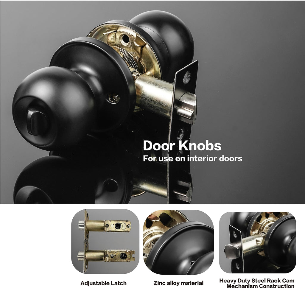 Front Door Lock Set, Exterior Door Lock Set with Deadbolt, Matte Black 2PCS
