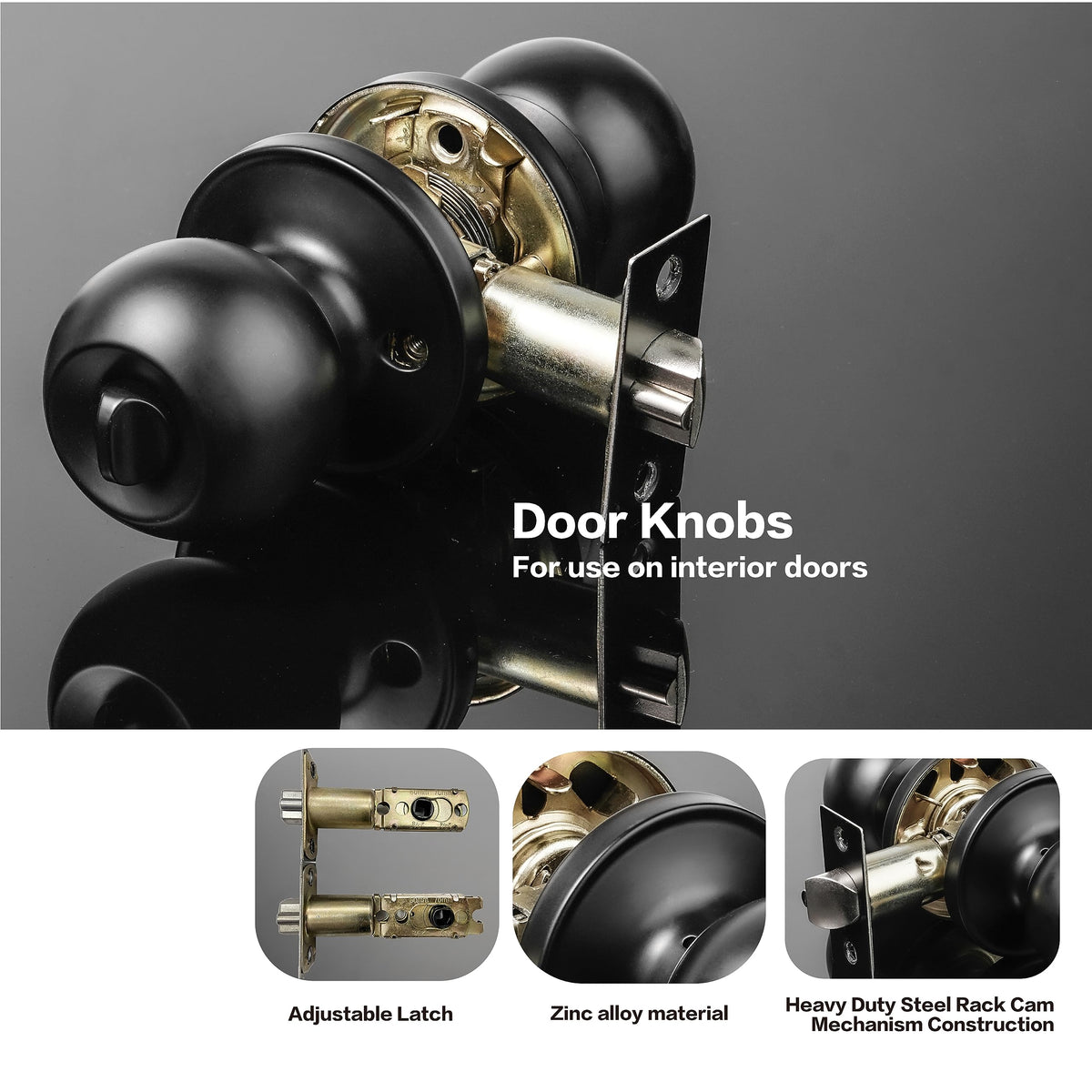 Front Door Lock Set, Exterior Door Lock Set with Deadbolt, Matte Black 2PCS