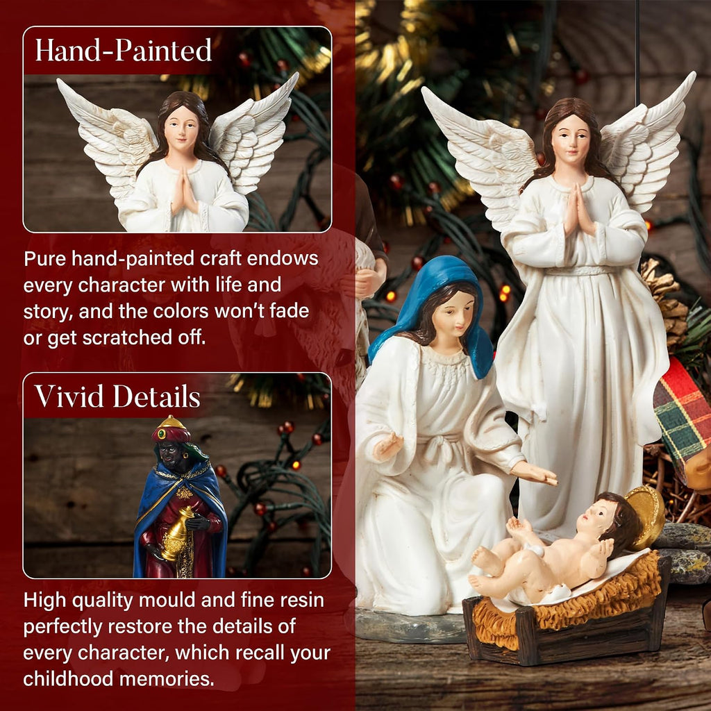 Nativity Sets for Christmas Indoor Set of 13 Pieces 11.8 Inches