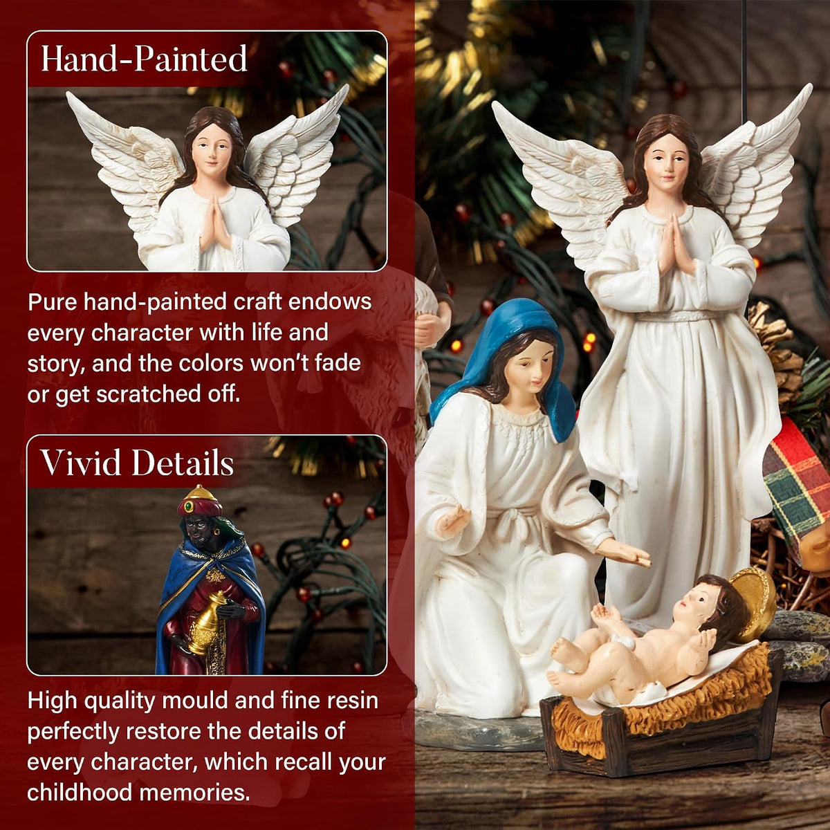 Nativity Sets for Christmas Indoor Set of 13 Pieces 11.8 Inches