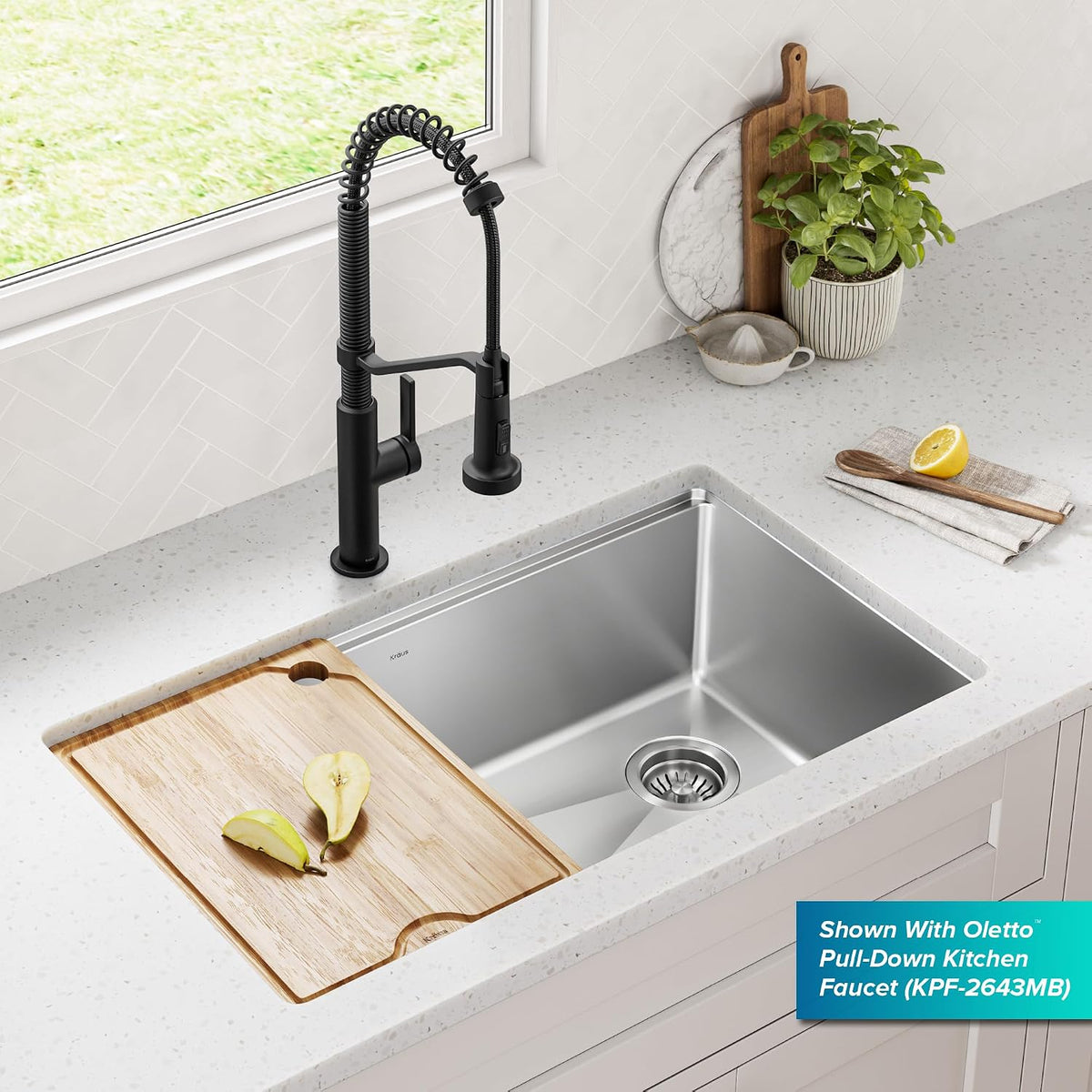Fairlane 32 in Undermount Workstation Single Bowl 18-Gauge Stainless Steel Kitchen Sink with Accessories, KWU610-32